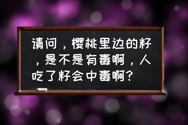 一岁半宝宝把樱桃籽吞下去有事吗 请问,樱桃里边的籽,是不是有毒啊,人吃了籽会中毒啊? 一岁半宝宝把樱桃籽吞下去有事吗 请问,樱桃里边的籽,是不是有毒啊,人吃了籽会中毒啊?